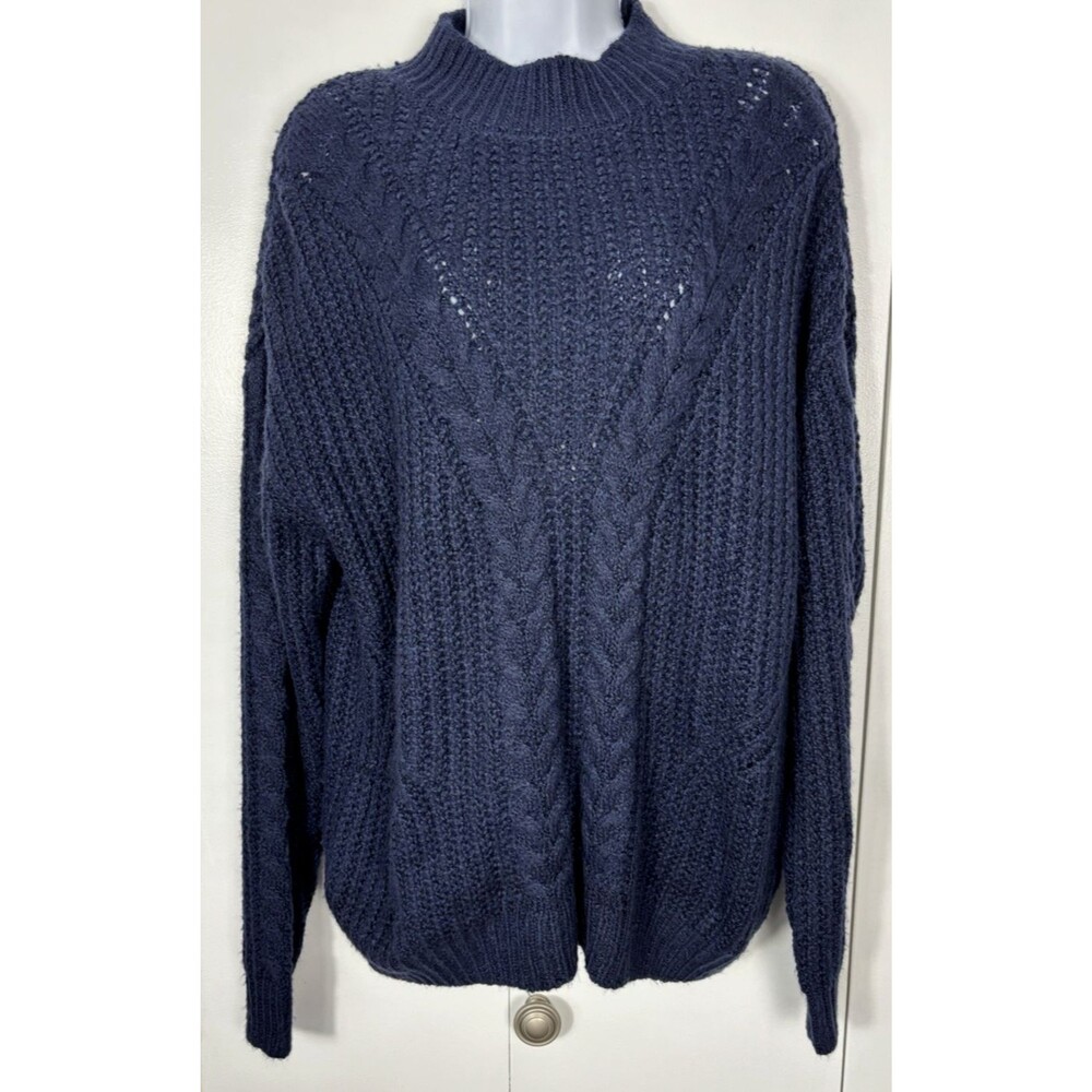 NWT Time & Tru Navy Blue Mock Turtleneck Large Sweater